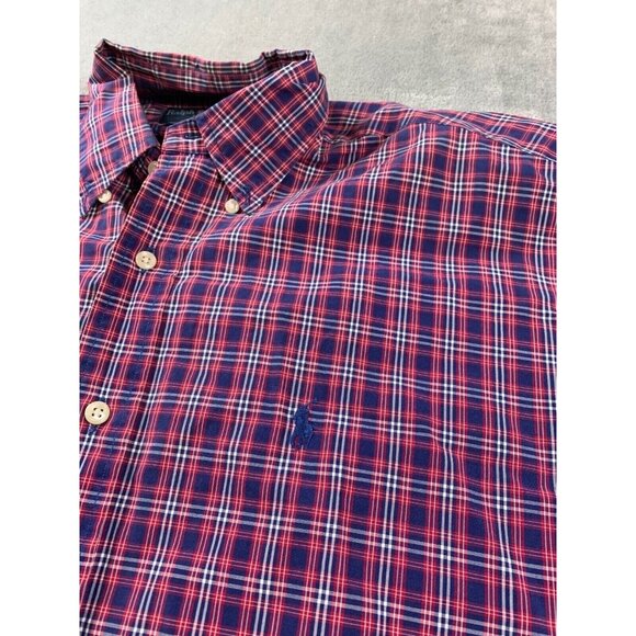Ralph Lauren Blake Shirt Mens Medium Pink Blue Plaid Button Down Two-ply Cotton - Picture 4 of 9